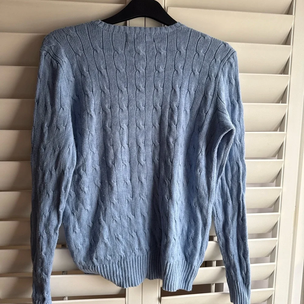 Ralph Lauren Men's Sky Blue Cable Knit Sweater all silk sz S vintage - Picture 4 of 4